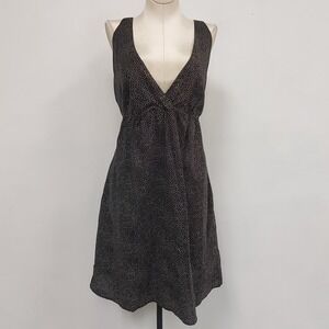 Vintage Old Navy Womens Y2K Plunge Polka Dot Babydoll Dress Size XL Black Summer